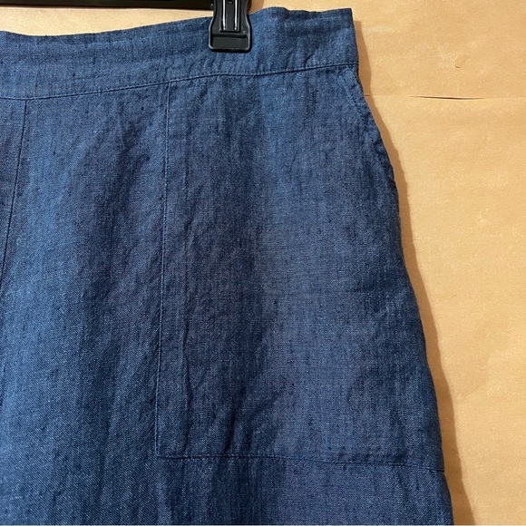 Flax | Linen Kate Pants Crop High Rise Wide Leg Pull-On Flood Lagenlook Size M - Picture 3 of 12